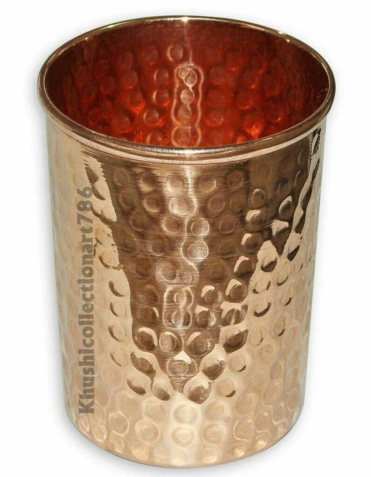 Pure Copper Hammered Water Bottle 1000ML Drinking Tumbler Glass Health Benefits - Image 3 of 4