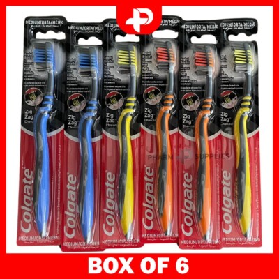 Colgate Zig Zag Kohle Zahnbürste Medium abgewinkelte Borsten 6er Pack