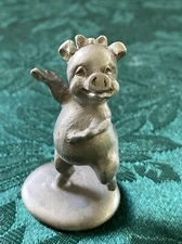 Rawcliffe Pewter Dancing Girl Pig Figurine P. Davis Signed  1980 