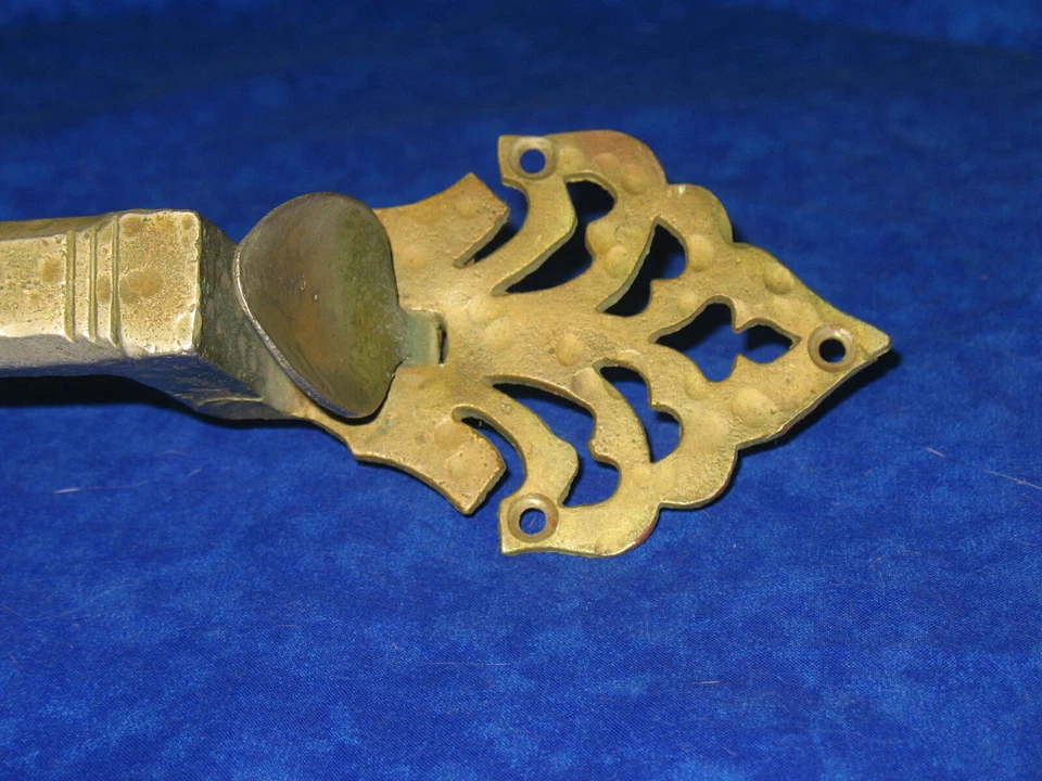 Manija de puerta de bronce martillado vintage pestillo grande puerta de entrada niquelado Foto 4 de 4