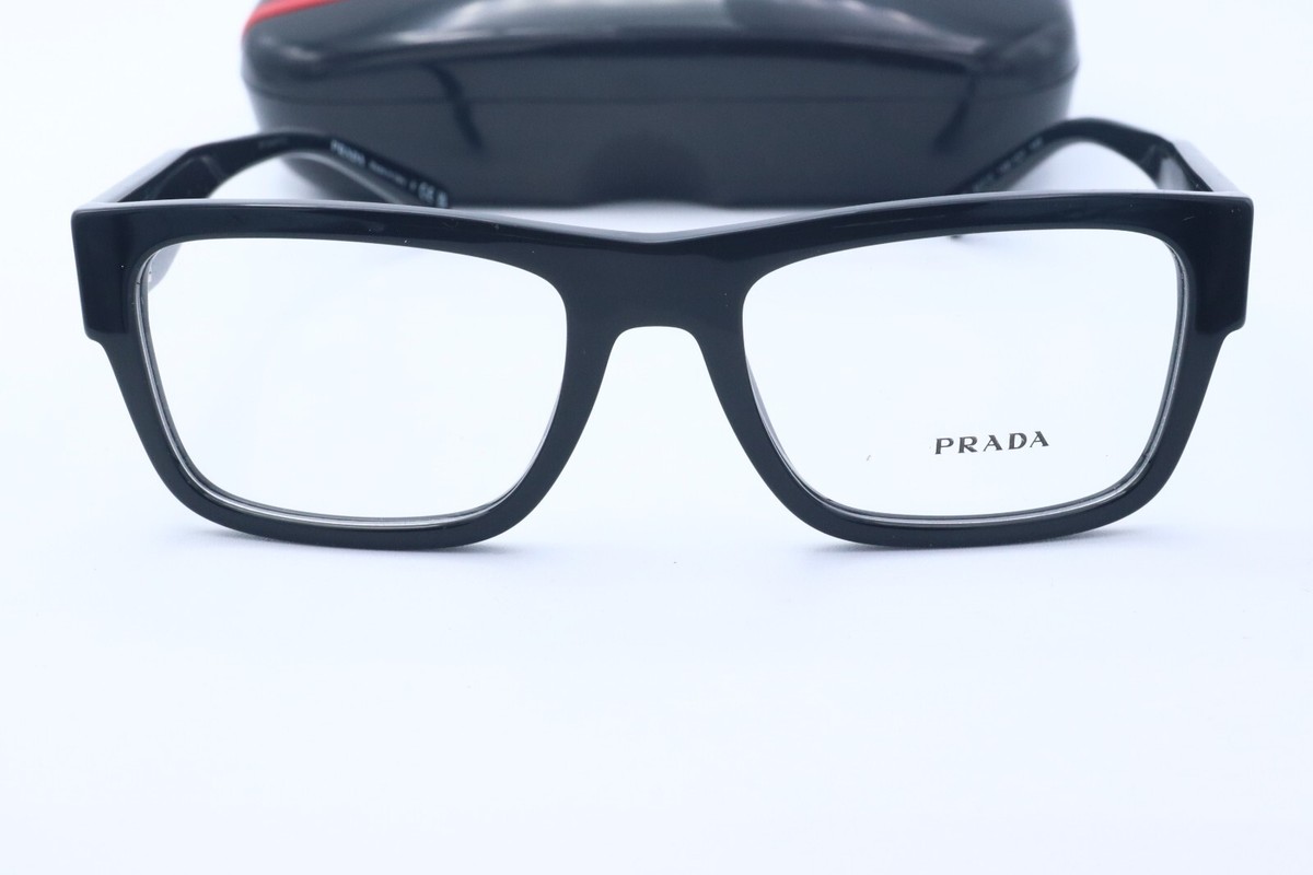 Prada VPR 15V 1AB-101 Retangle Glasses Black With Case 55mm Amazon.com: Prada PRADA PR 15VV Black 55/17/145 men Eyewear  main image 2