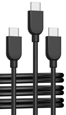 3-Pack 6ft USB to Type-C Cable Fast Charger Charging Data Sync Rubber Cord Black