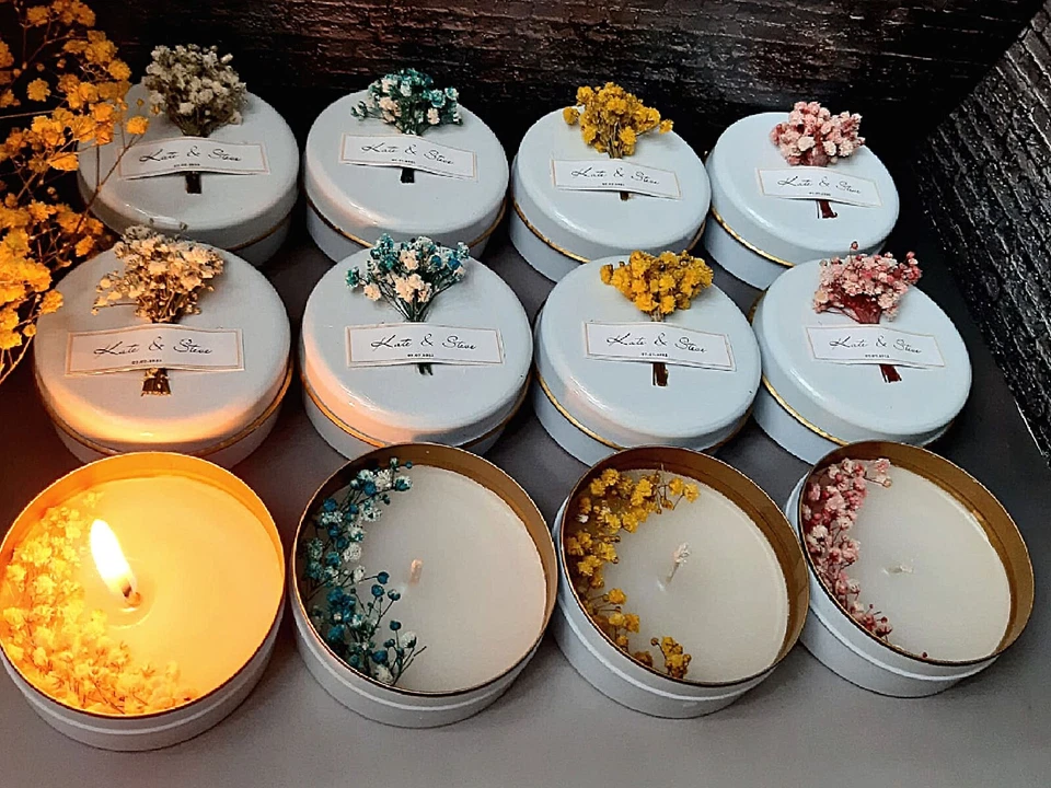 Velas perfumadas de flores secas para boda novia baby shower Foto 2 de 4