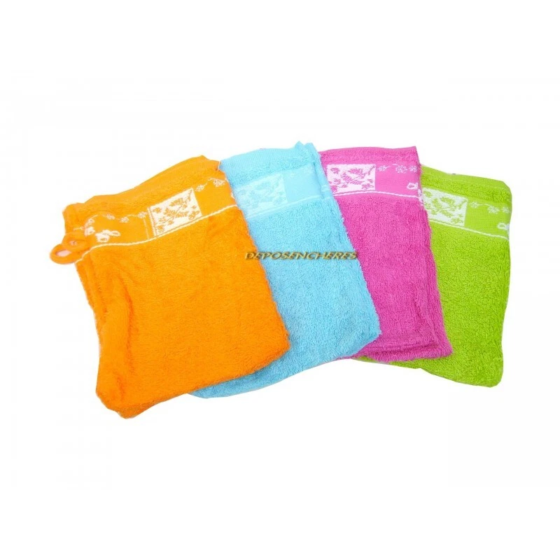 Lot 2 gants de toilette 16x21cm 100% coton - Photo 1/1