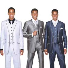 Men's Slim suits Jack and Vest Flat front Pants 2 button and Center Vent 5702V 1