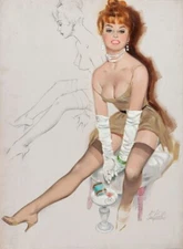 Pin-Up Art  Sexy Vintage Type Girl  Excellent Condition  APROX 6" by 4''