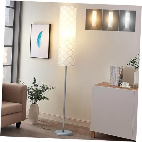 65" Floor Lamp for Living Room - Minimalist Paper Lantern Tall Corner Silver