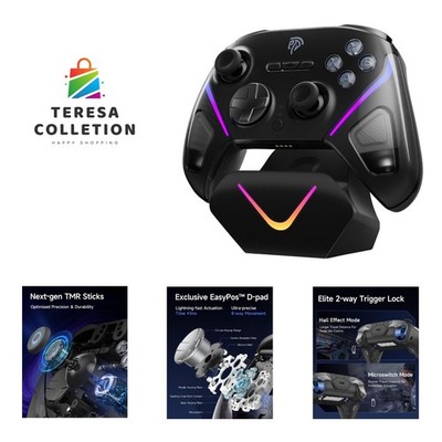 Wireless Game Controller, TMR Anti-Drift Joysticks, Black | Dual-Mode Trigger...