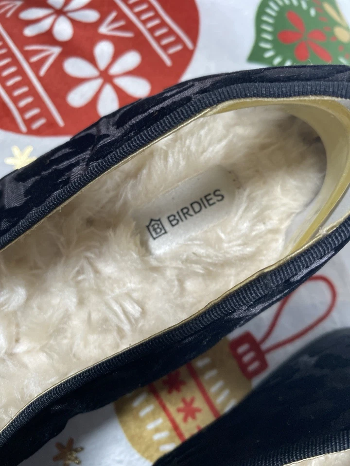 Zapatillas mocasines Birdies de terciopelo de leopardo negro forradas de piel sintética 9,5 para mujer Foto 3 de 4