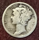 USA - 1928 Early Silver Mercury Dime -FREE Shipping!