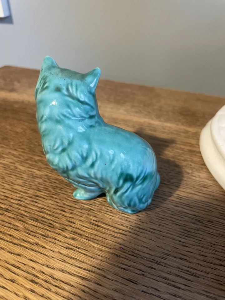 Vintage, Turquoise, Ceramic Cat AP 206 - Anglia Pottery  - Image 2 of 3