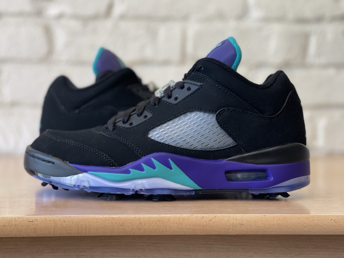 Nike Air Jordan Retro V 5 Low Golf Shoe Black Grape Spike Mens