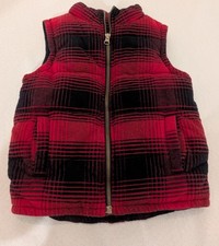 gymboree buffalo plaid vest boys size XS camping outdoors Pockets