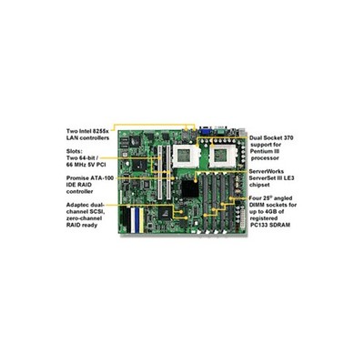 Tyan S2518UGN Thunder Le-T Dual socket 370 motherboard. Supports up to two Intel
