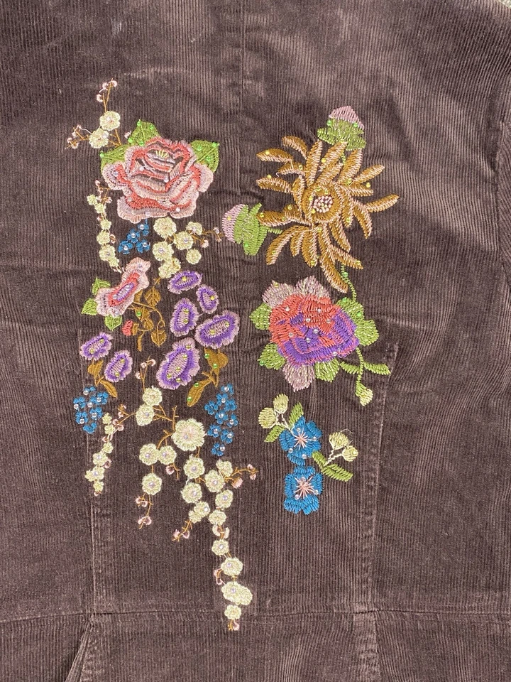 Blazer Vintage True Meaning Pana Bordado BoHo Western Elástico Talla 6 Foto 4 de 4