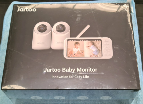 Jartoo 2K Video Baby Monitor 5.5" FHD Screen 2 Cams Cry Detect Long Range - New
