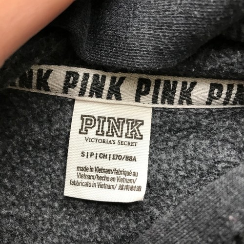 Pink Victoria's Secret Sweatshirt Hoodie Jacket Women's S Logo Full Zip Gray - Picture 3 of 11