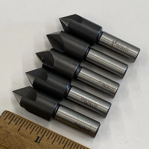 Lot of 5 New 1/2" Three Flute Countersink 82°, 3/8" Shaft, Made in USA! M0942