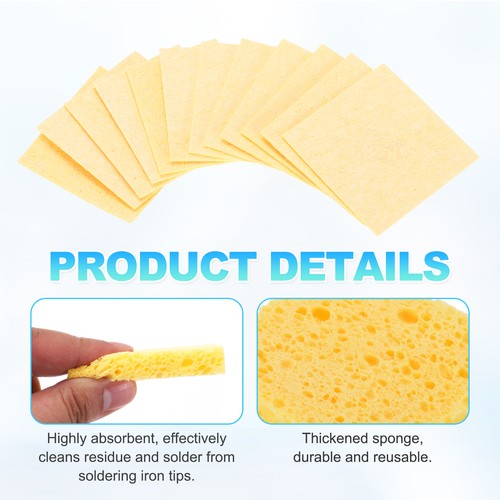 12PCS Soldering Sponge 6 x 6cm Square Deep Yellow 10mm T Water Absorption - Afbeelding 3 van 7