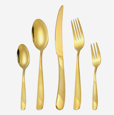 1 Set Stainless Steel Flatware Cutlery Set, Gold Silverware Set