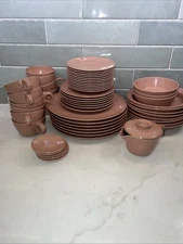 56 Piece Vintage Texas Ware San Jacinto Mauve Splatter Melamine Dish Set