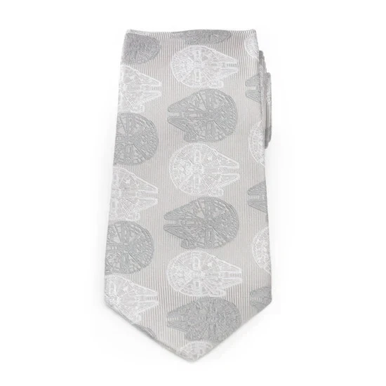 Corbata para hombre Star Wars Halcón Milenario blanca y gris a cuadros Foto 3 de 4