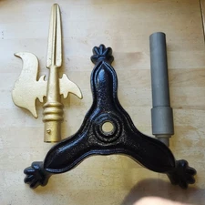 Vintage Flag Stand And Top. Cast Iron . Restored . See Pictures For Details