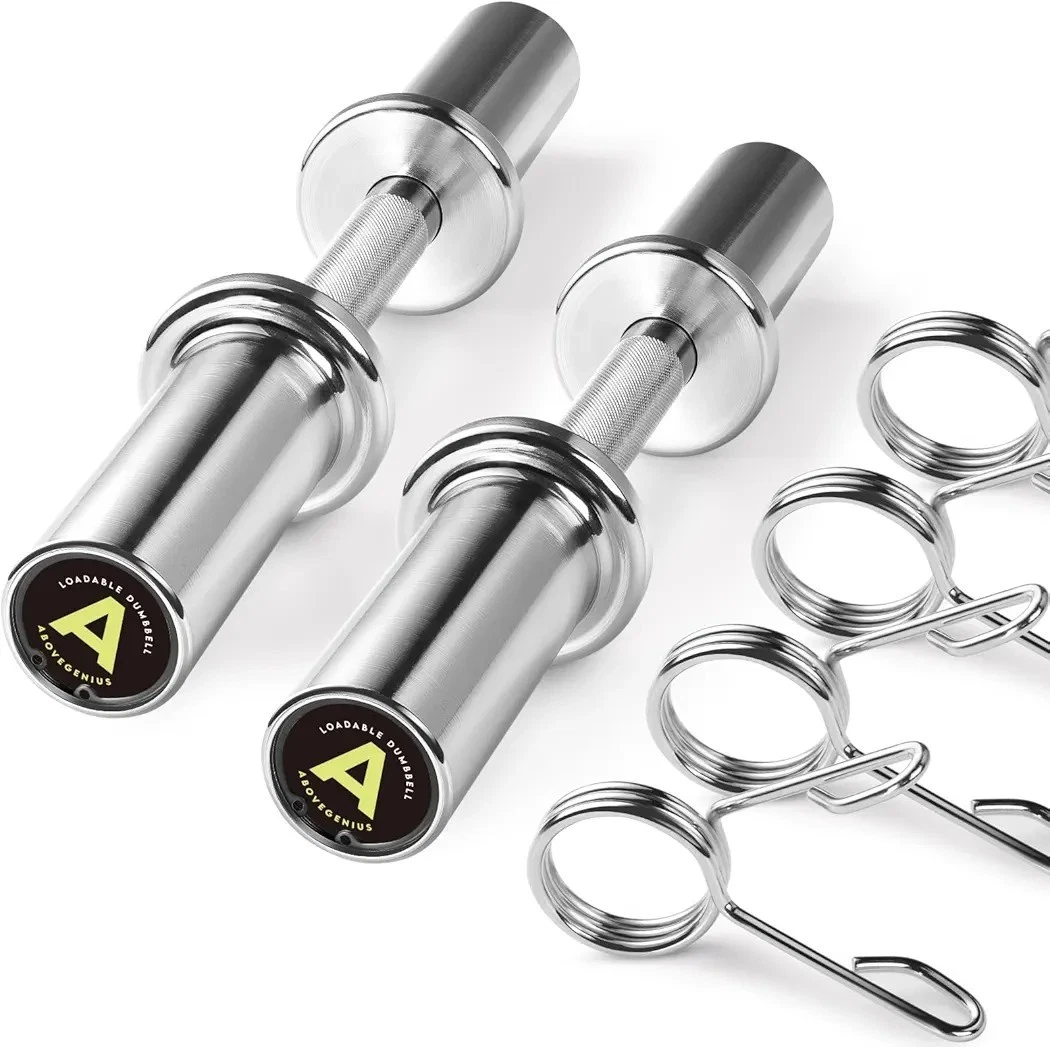 AboveGenius Pair of 16" Olympic Dumbbell Handles Loadable Dumbbell Bars for 2...