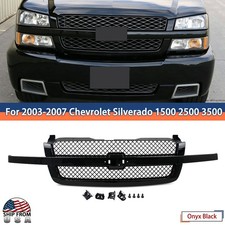 Onyx Black Front Bumper Grille Grille For 2003-2007 Chevrolet Silverado 1500 New