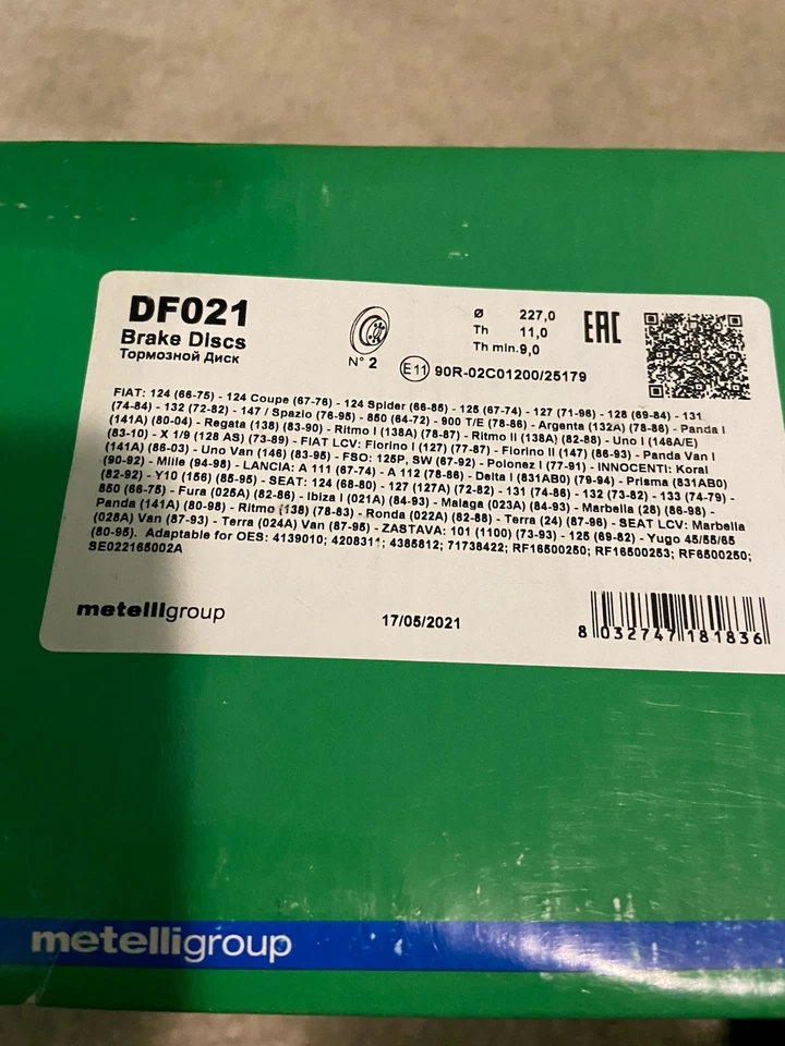 Fiat 124 Spider 2000 Brake rotors 1969 - 84 New Old Stock - Image 2 of 2