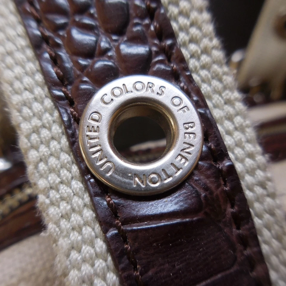 N9368 Handbag United Colors Of Benetton Brown Beige Leather Fashion Women - Image 2 of 4