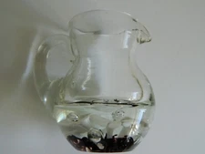 Vtg St Clair Paperweight Pitcher Creamer Purple Controlled Bubbles 3 1/2"