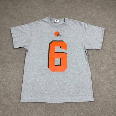 Cleaveland Browns Mens Shirt Size M Gray Short Sleeve NFL Football 6 Mayfield