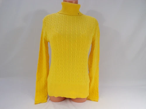 Vintag Tommy Hilfiger Cotton Turtleneck Sweater Women M Yellow L/S Hong Kong B25