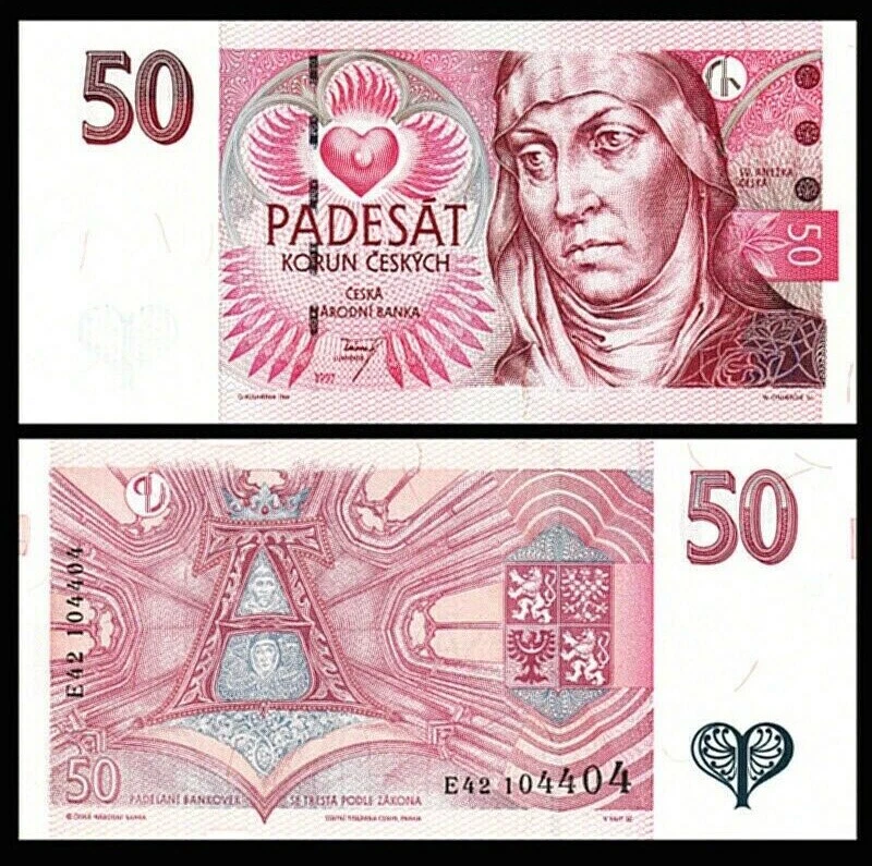 Czech Republic 50 Korun 1997, UNC, 5 Pcs LOT, Consecutive, P-17, Prefix D - Image 2 of 4