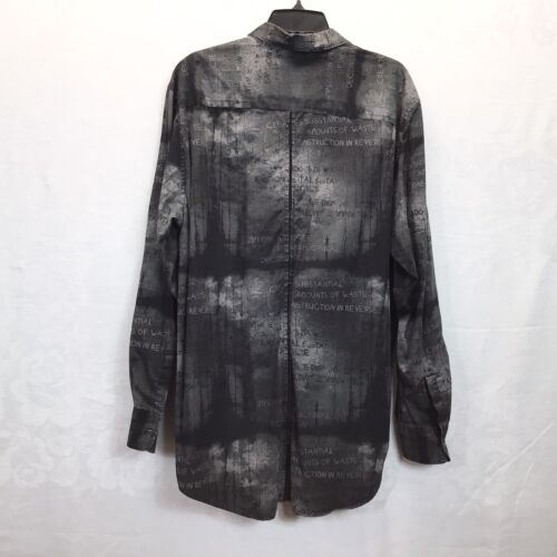 ML Material London ML Men's Sz XL Gray Button Up Shirt Lettering Wording Ecology - Picture 7 of 11