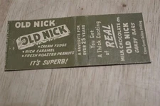 OLD NICK CANDY BARS REAL MILK CHOCOLATE VINTAGE MATCHBOOK COVER