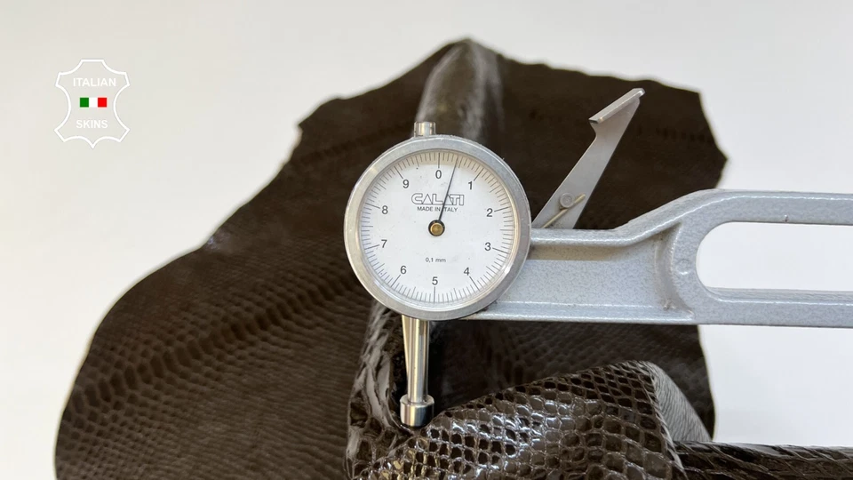 BROWN OLIVE SNAKE SHINY PRINT on Thin Soft Lambskin leather 6sqf 0.5mm B5099 - Image 4 of 4