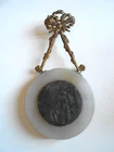 OLD ALABASTER MEDALLION WITH MEDAL