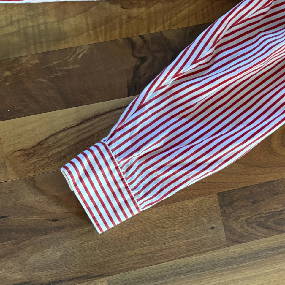 Blusa Top De Colección Sag Harbor Roja a Rayas Botones Talla Grande Adelgazante 16 Foto 4 de 4