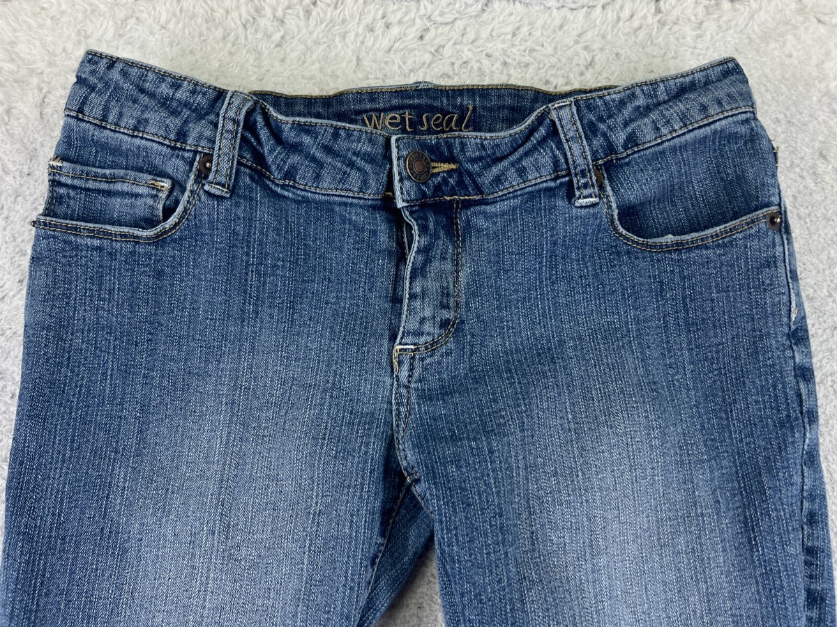 Wet Seal Pants Womens Blue Denim Jeans Flare Low Rise