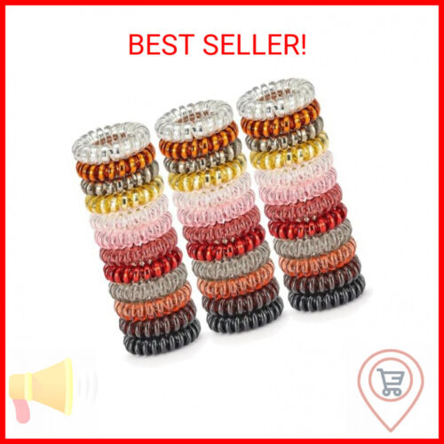 20 Pcs Spiral No Crease Coil Phone Cord Hair Ties for Thick Hair - Women Ponytai