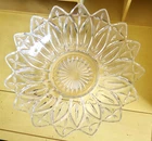 Federal Glass Petal Clear Pattern, Large Round Serving Bowl 10" Vintage Glass