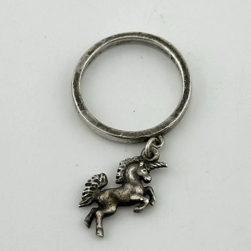 Vintage James Avery Unicorn Dangle Ring Retired Charm Sterling Silver 925 Sz 7.5