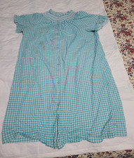 Vintage 1970s Leisure Life Smocked Housecoat Mumu Duster Blue White