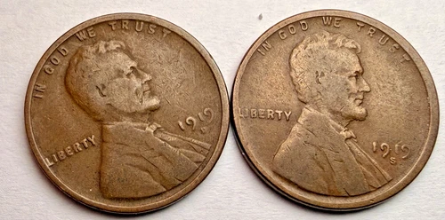 1919-D & 1919-S Lincoln Wheat 1c Pair ~ VG / Fine ? ~ Get Both Coins! ~ A39