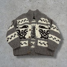 90S Cowichan Knit Canadian Thunderbird Thick Gray