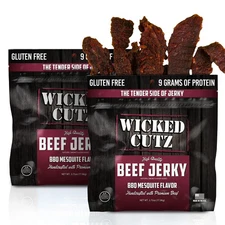 Wicked Cutz BBQ Mesquite Beef Jerky 21g Protein Per Bag Tender & Easy to Chew...
