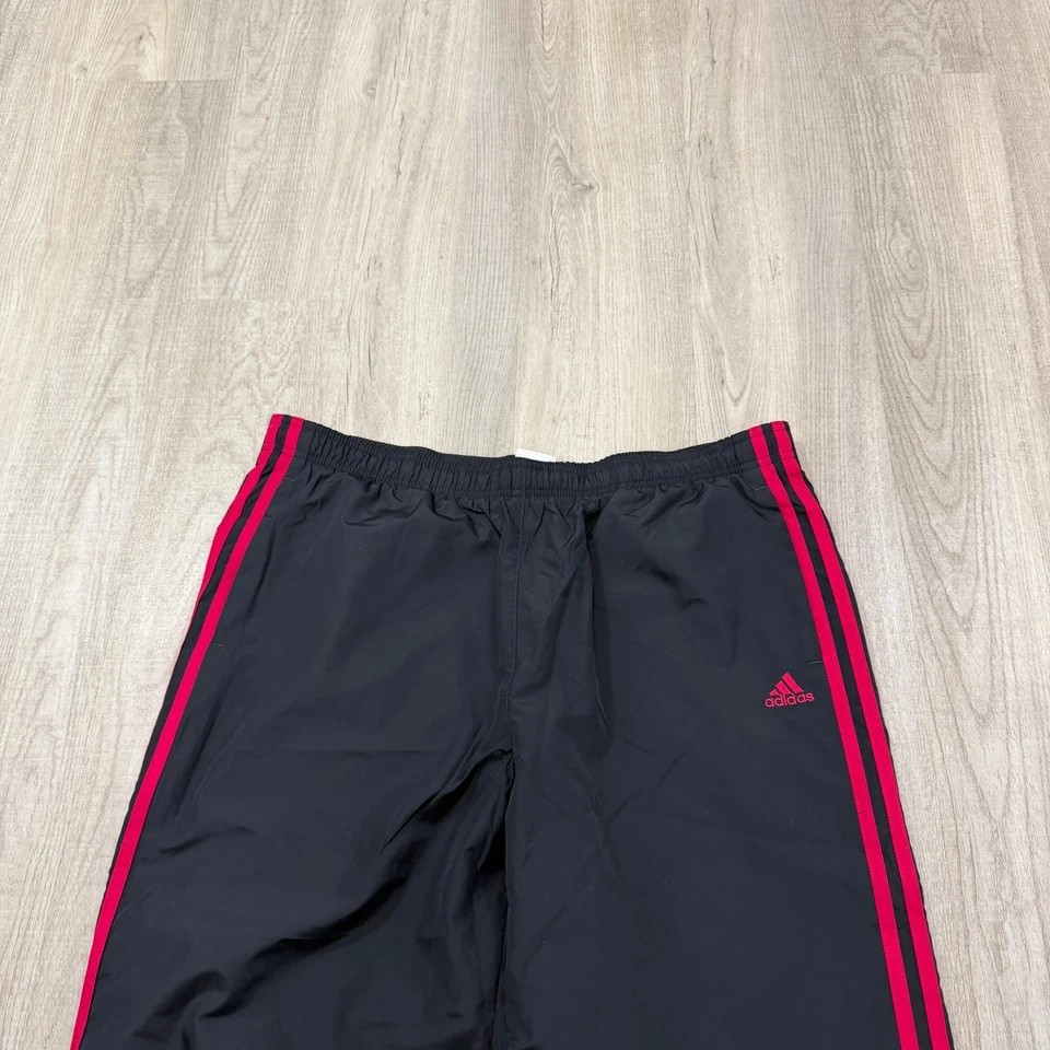 Винтажный Adidas ветровка трек брюки женщин большой серый розовый в полоску y2k - Изображение 3 из 4