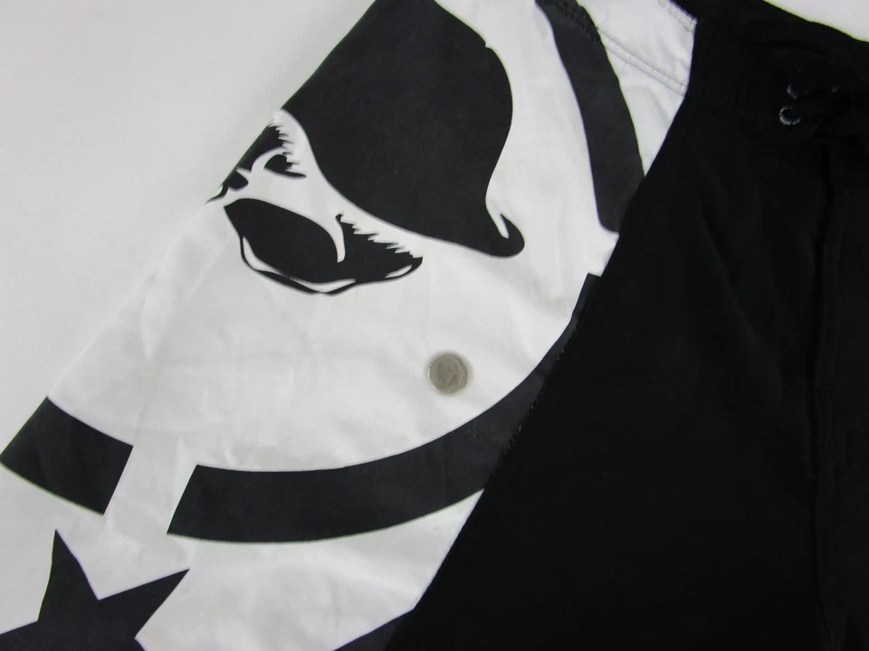 Pantalones cortos de metal Mulisha Troops para hombre negros con logotipo de calavera talla 32 vintage Y2K Foto 3 de 4